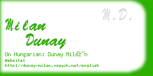 milan dunay business card